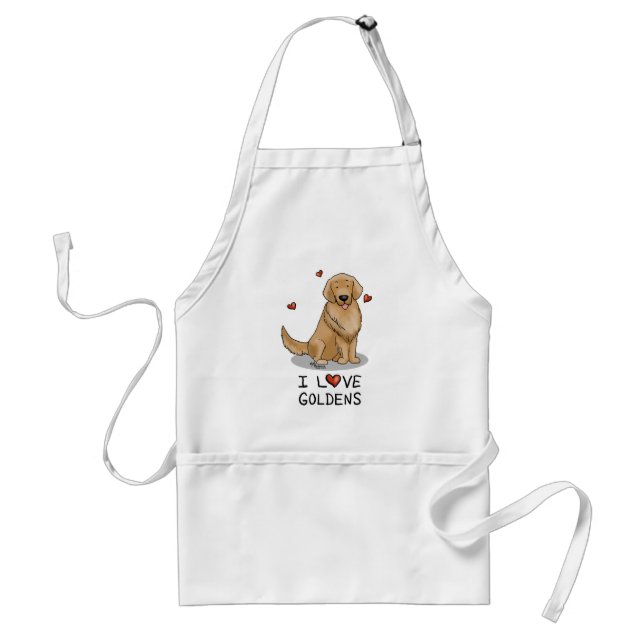 I Love Goldens - I Love Golden Retrievers Adult Apron (Front)