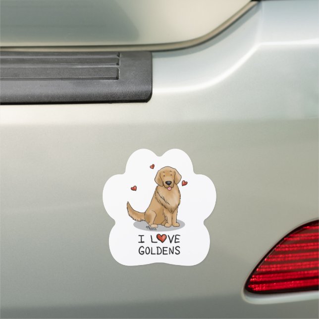 I Love Goldens - I Love Golden Retrievers Car Magnet (In Situ)