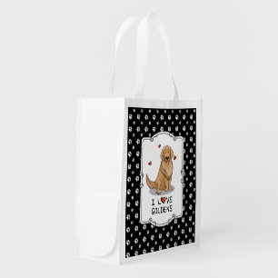 I Love Goldens - I Love Golden Retrievers Grocery Bag