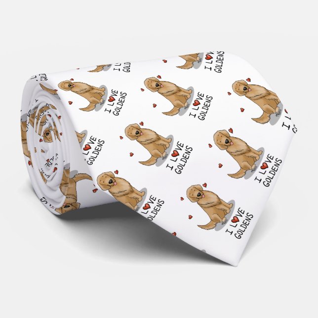 I Love Goldens - I Love Golden Retrievers Neck Tie (Rolled)