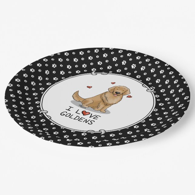 I Love Goldens - I Love Golden Retrievers Paper Plates (Angled)