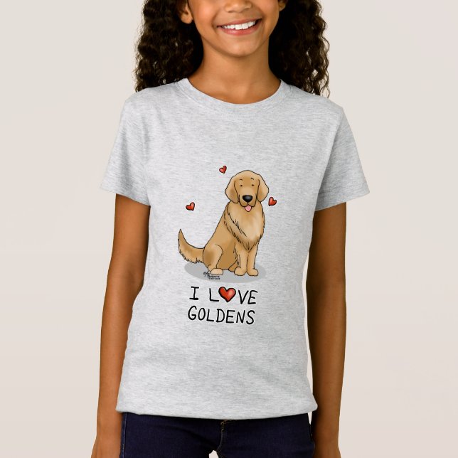 I Love Goldens - I Love Golden Retrievers T-Shirt (Front)