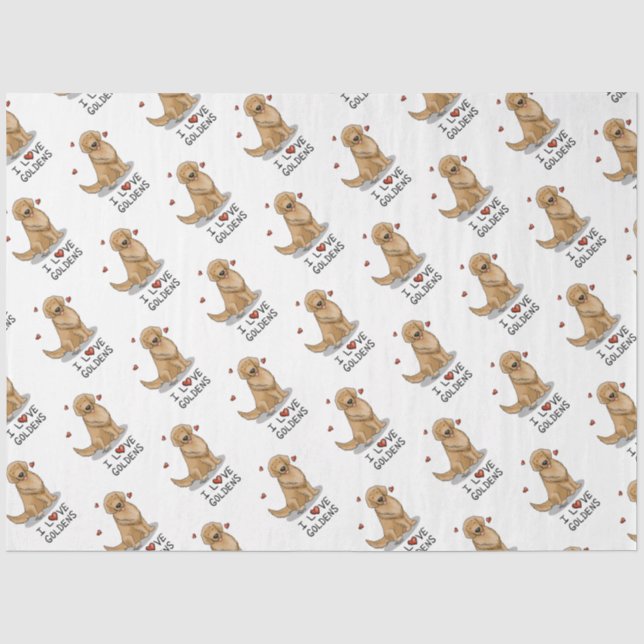 I Love Goldens - I Love Golden Retrievers Tissue Paper (Front)