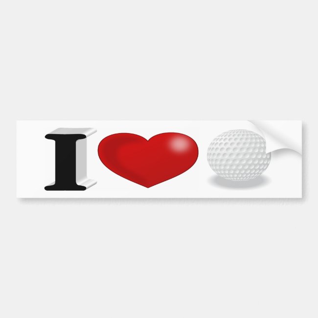 I Love Golf 3D Bumper Sticker