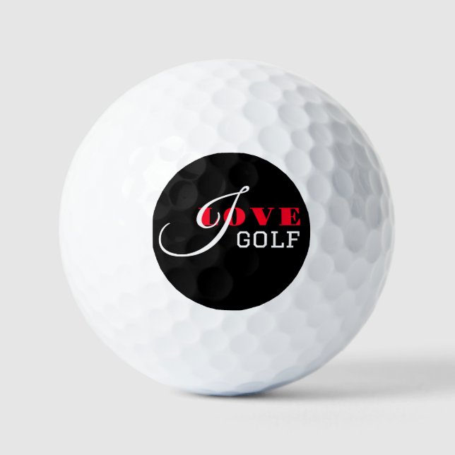 I love golf ( add your text) Black Valentine  Golf Balls (Front)