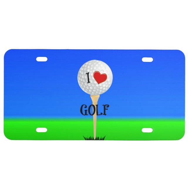 I Love Golf,  Ball on Tee License Plate (Front)