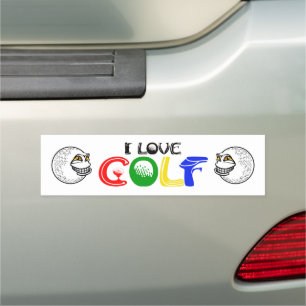 I Love Golf Car Bumper Magnet