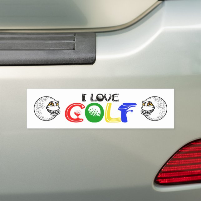 I Love Golf Car Bumper Magnet (In Situ)