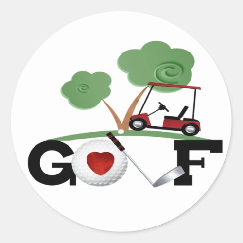 I Love Golf Classic Round Sticker