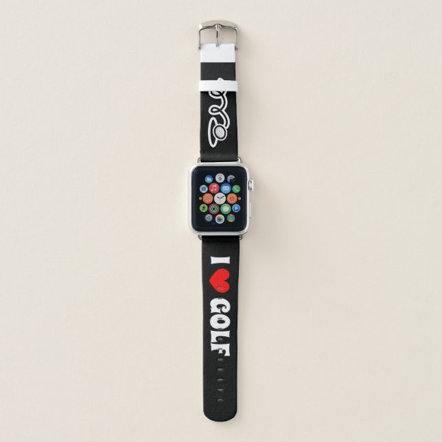 I love golf - Funny golfing gift Apple Watch Band (Front)