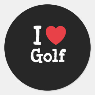 I love Golf heart custom personalized Classic Round Sticker