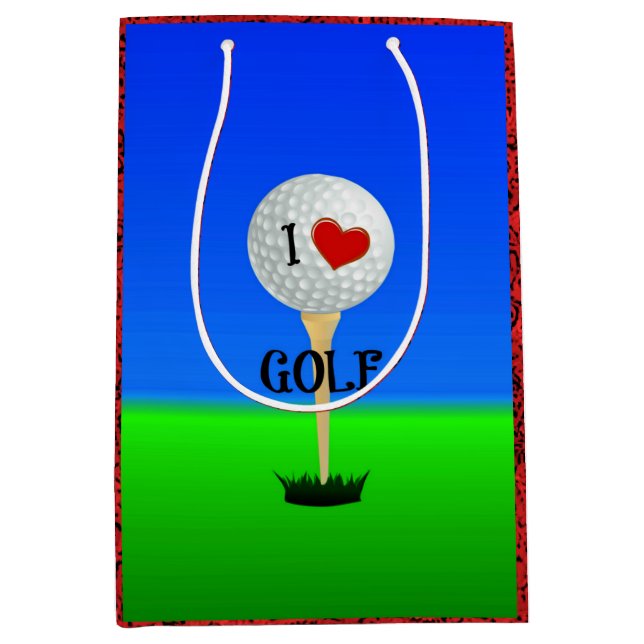 I Love Golf Medium Gift Bag (Front)