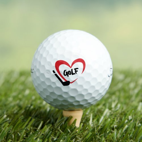 I Love Golf Name of Loved One Heart Custom Text Golf Balls