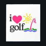 I LOVE GOlF Notepad<br><div class="desc">Shake the rust off your swing and start the season off right. This design offers endless possibilities for gifting ideas that are at the top of every golf lovers' wish list!</div>