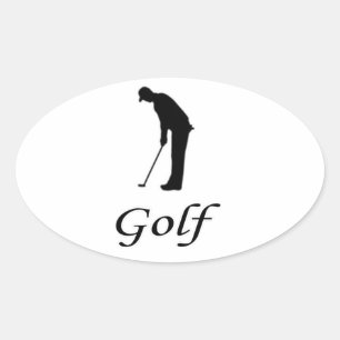 I Love Golf Oval Sticker