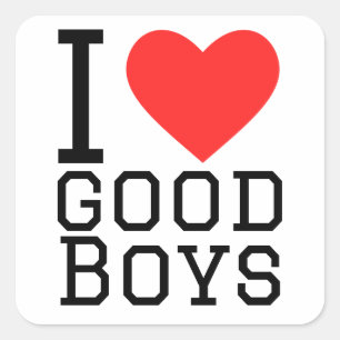 I love good boys square sticker