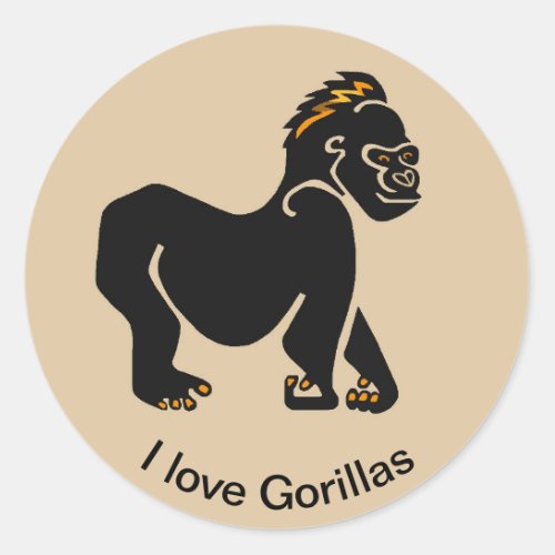  I love GORILLAS _ Ape _ Primate _ Africa _ Classic Round Sticker