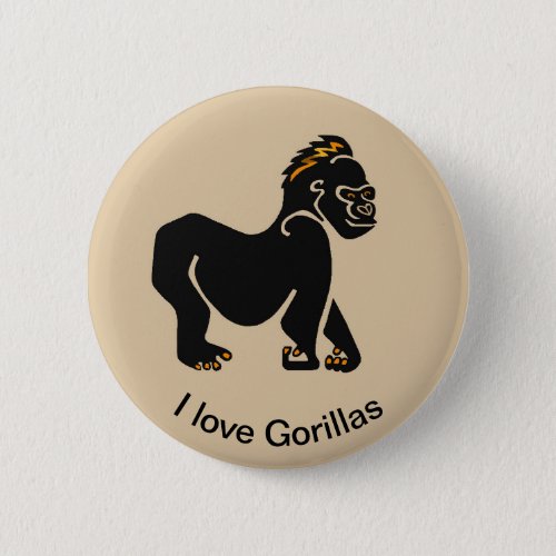 I love GORILLAS _ Primate _ African wildlife _ Button