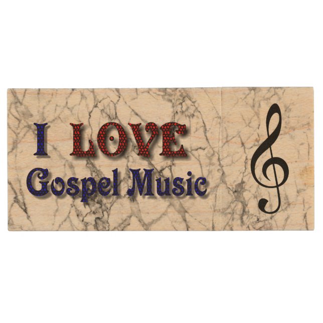 I LOVE GOSPEL MUSIC WOOD FLASH DRIVE (Front)