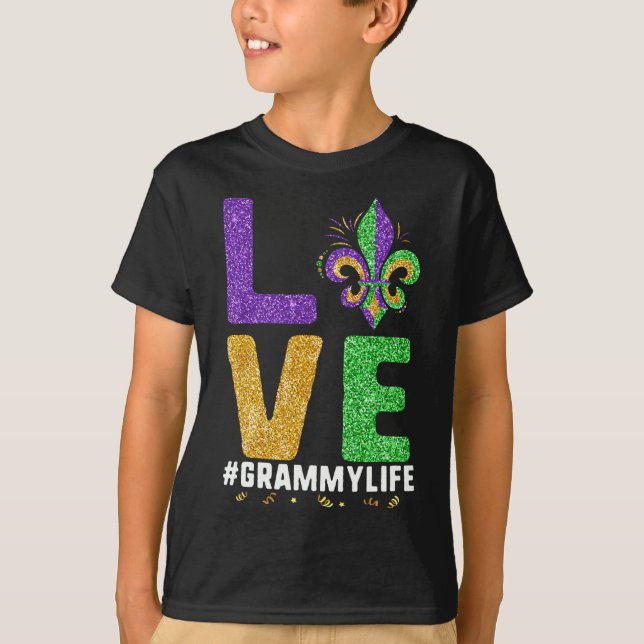 I Love Grammy Life Mardi Gras Grammylife Fleur De  T-Shirt (Front)