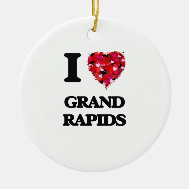 I love Grand Rapids Michigan Ceramic Ornament (Front)