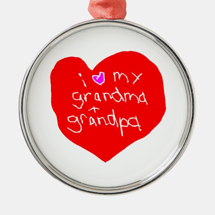 I Love Grandma and Grandpa Ornaments