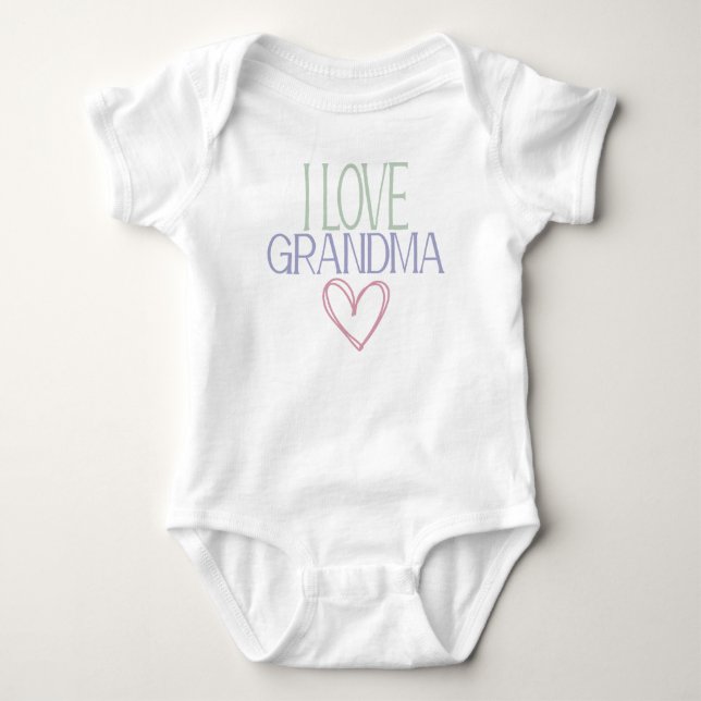 I love grandma cute doodle heart baby bodysuit (Front)