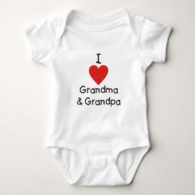 I Love Grandma & Grandpa Baby Bodysuit (Front)