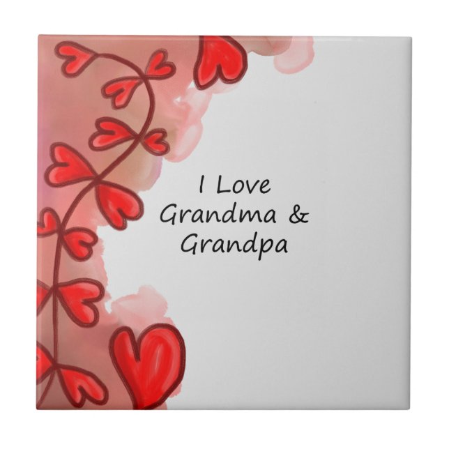 I Love Grandma & Grandpa Ceramic Tile (Front)