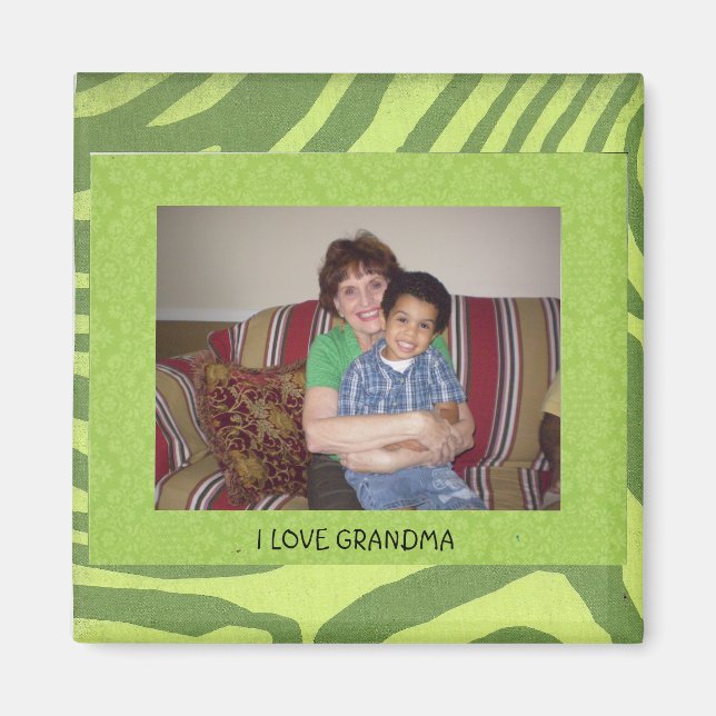 I Love Grandma, Photo Frame Template Magnet (Front)