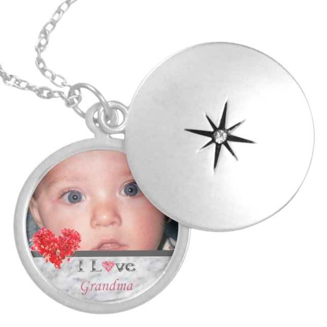 "I Love Grandma" Photo Locket Necklace (Front)