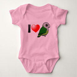 I Love Gray-headed Lovebirds Baby Jersey Bodysuit