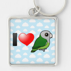 I Love Gray-headed Lovebirds Premium Square Keychain