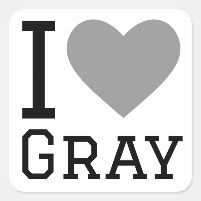 I love gray square sticker (Front)