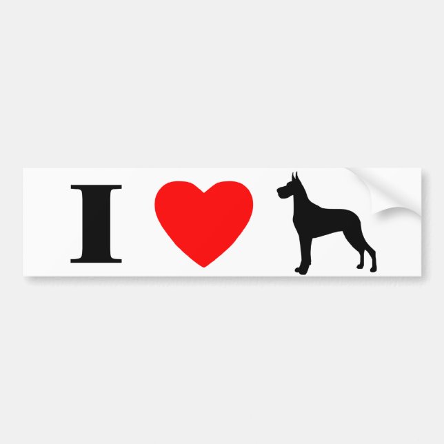 I Love Great Danes Bumper Sticker (Front)