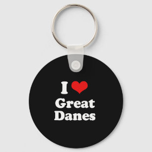 I Love Great Danes Keychain