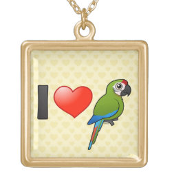 I Love Great Green Macaws Large Necklace