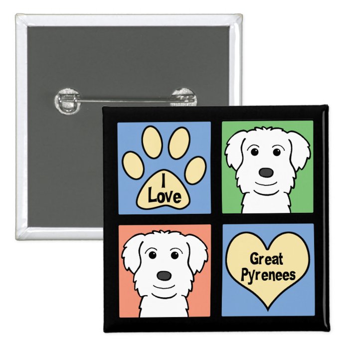 I Love Great Pyrenees Pinback Button