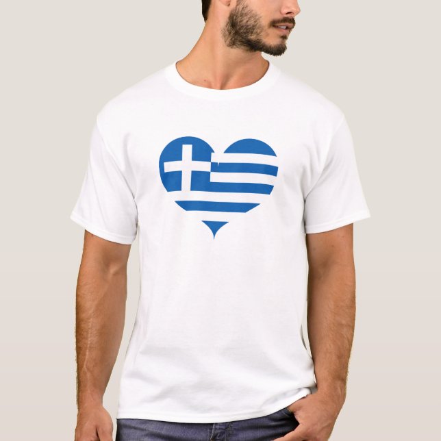 I Love Greece Flag T-Shirt (Front)