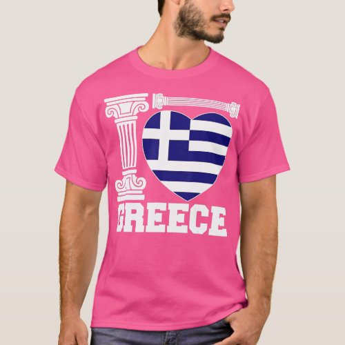 I Love Greece  Greek Flag Heart Women Mom Independ T_Shirt