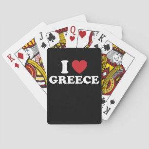 I Love Greece Heart Groovy Retro Poker Cards