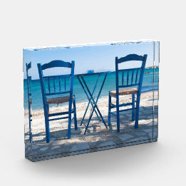 I love Greece taverna photo blue and white Block