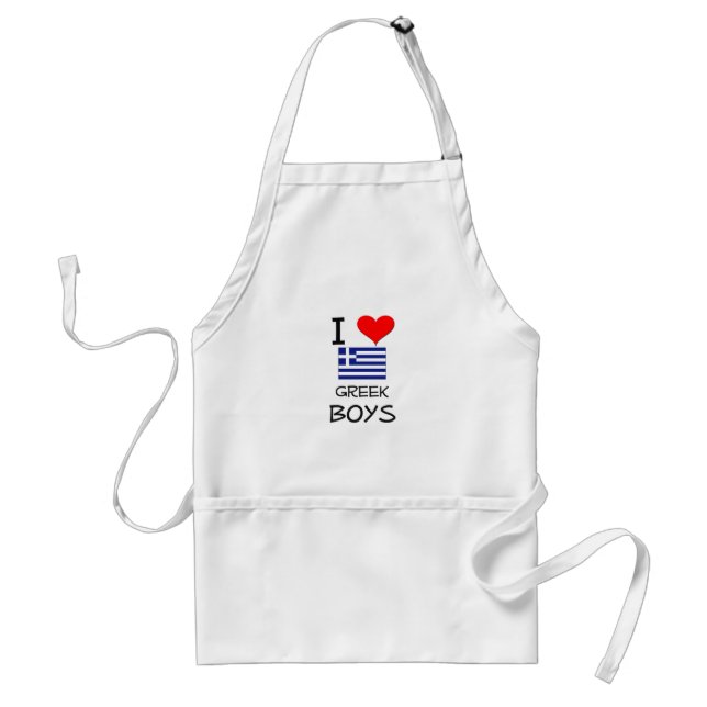 I Love Greek Boys Adult Apron (Front)