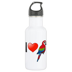 I Love Green-winged Macaws Water Bottle (24 oz)
