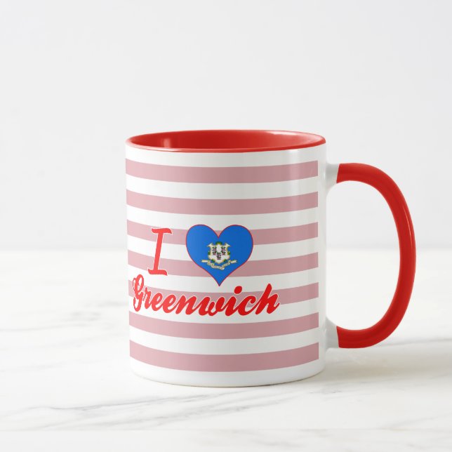 I Love Greenwich, Connecticut Mug (Right)
