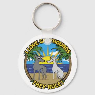I LOVE GREYHOUNDS THEY RULE KEYCHAIN