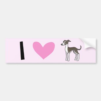 I Love Greyhounds / Whippets / Italian Greyhounds Bumper Sticker by CartoonizeMyPet at Zazzle