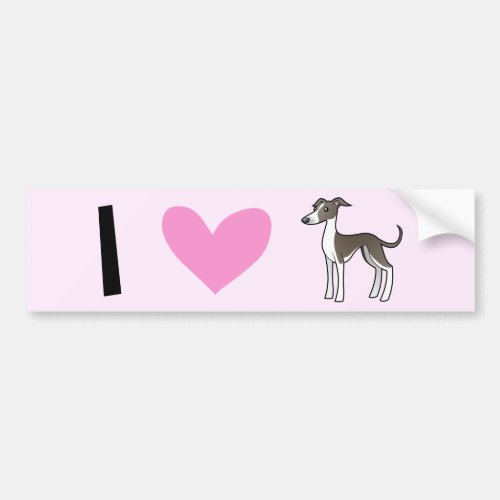 I Love Greyhounds  Whippets  Italian Greyhounds Bumper Sticker