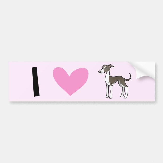I Love Greyhounds / Whippets / Italian Greyhounds Bumper Sticker (Front)