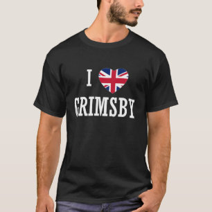 I Love Grimsby England Union Jack Flag Heart Engli T-Shirt